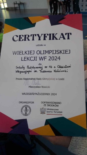 OLIMPIJSKA LEKCJA WYCHOWANIA FIZYCZNEGO